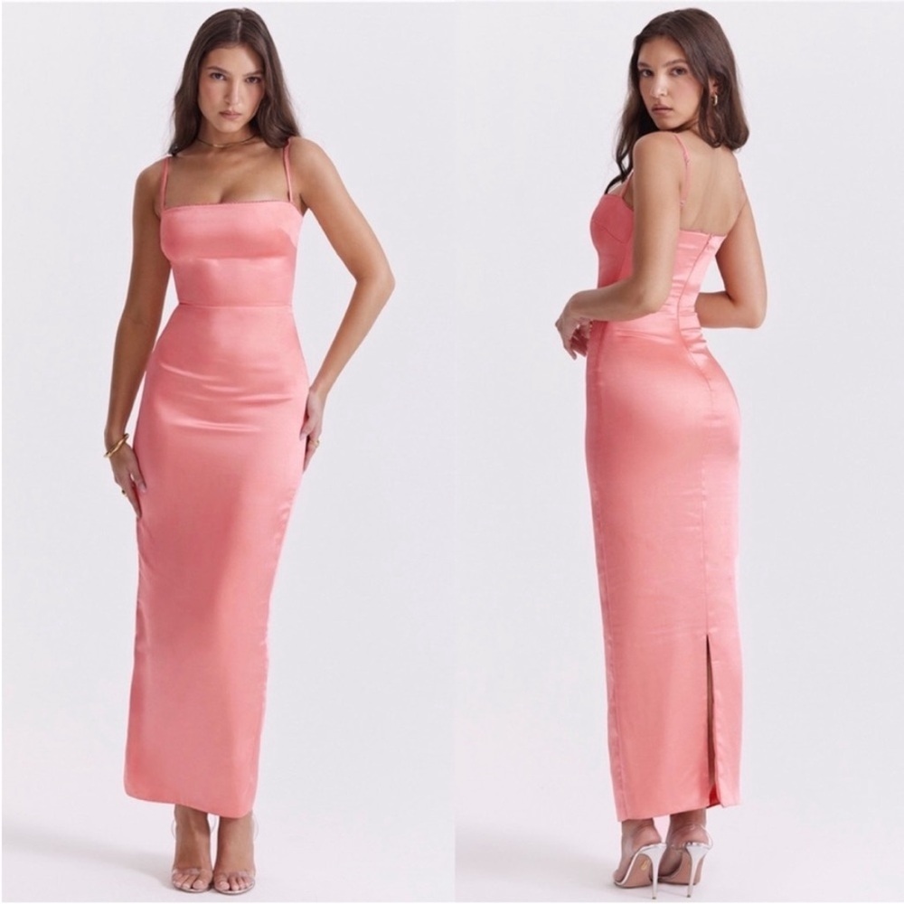 NWT House Of CB Constanza Dress Bright Peach Large Bridesmaid